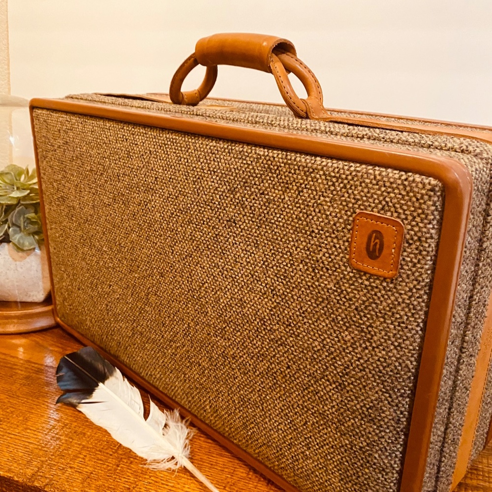 Vintage Hartmann Belting Leather and Tweed Suitcase/Overnight Bag/Luggage - EUC - Picture 2 of 15